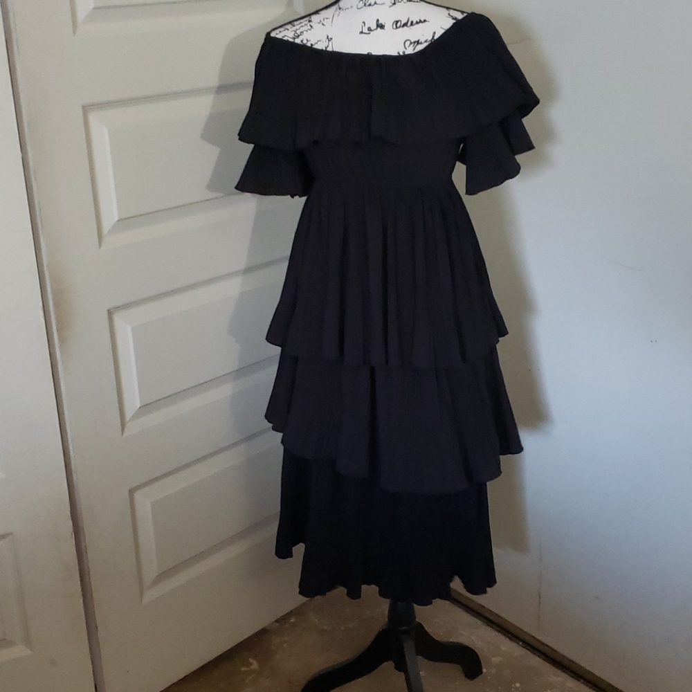 Black layered ruffle dress